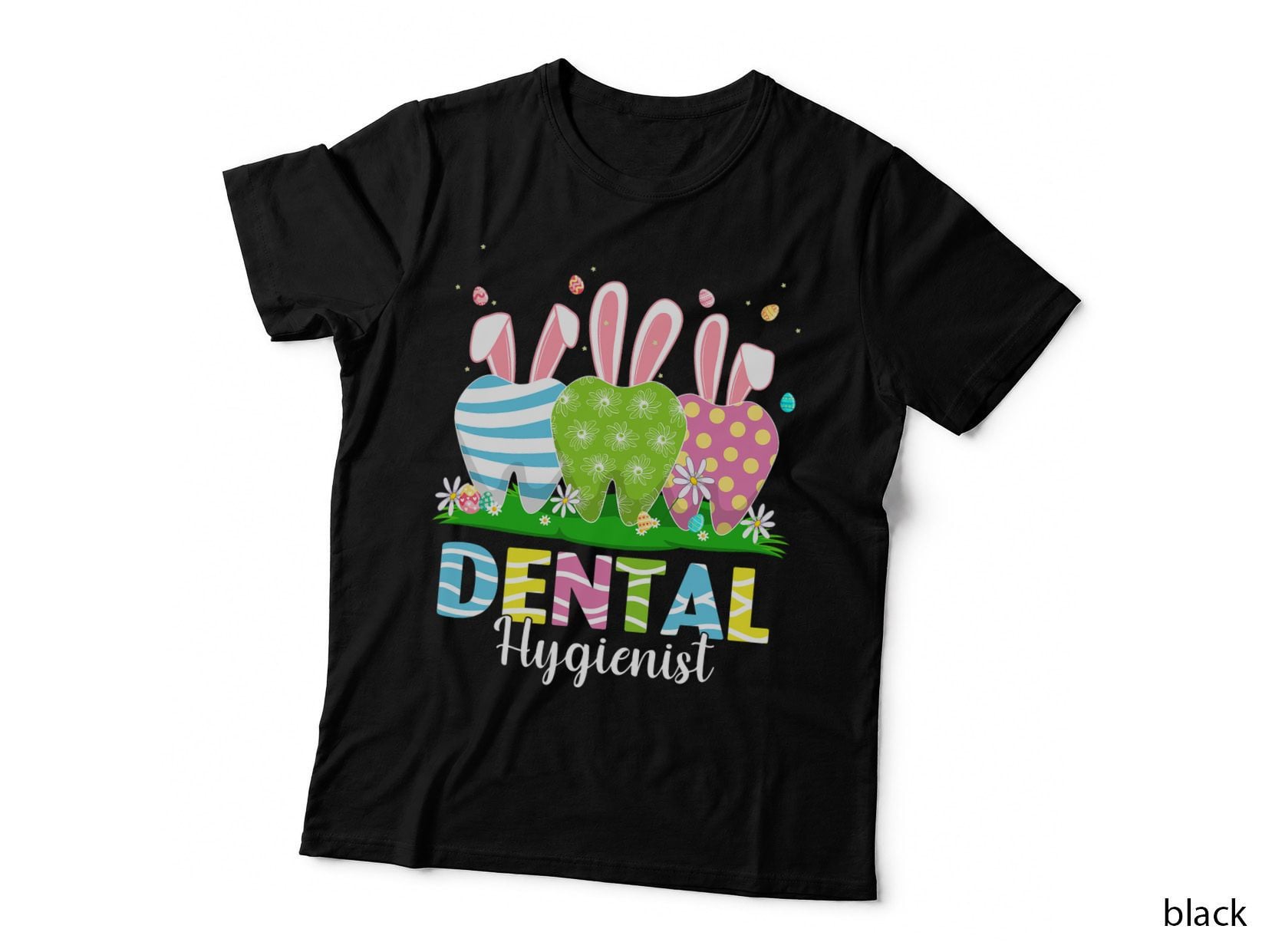 Easter Bunny Tooth T-Shirt, Easter Egg Print, Dental Hygienist Gift