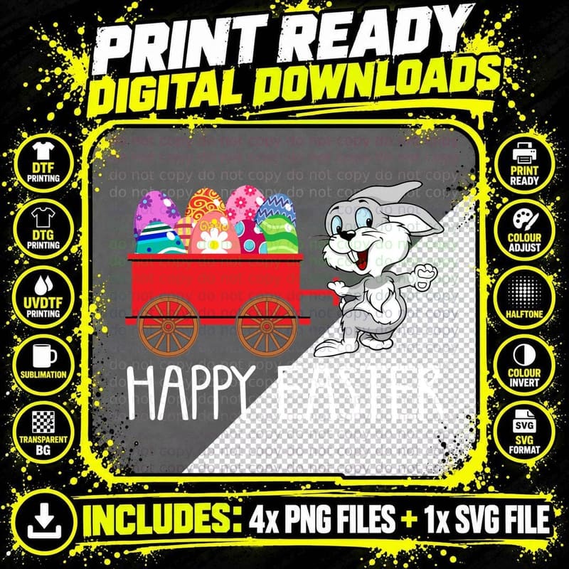 Easter Bunny and Eggs T-Shirt, Easter Theme Png SVG Digital Bundle