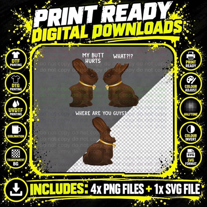 Easter Chocolate Bunny Meme Joke T-Shirt Png SVG Digital Bundle