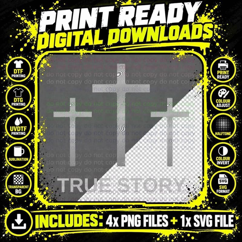 Easter Christian Resurrection Day True Story Jesus Cross Png SVG Digital Bundle