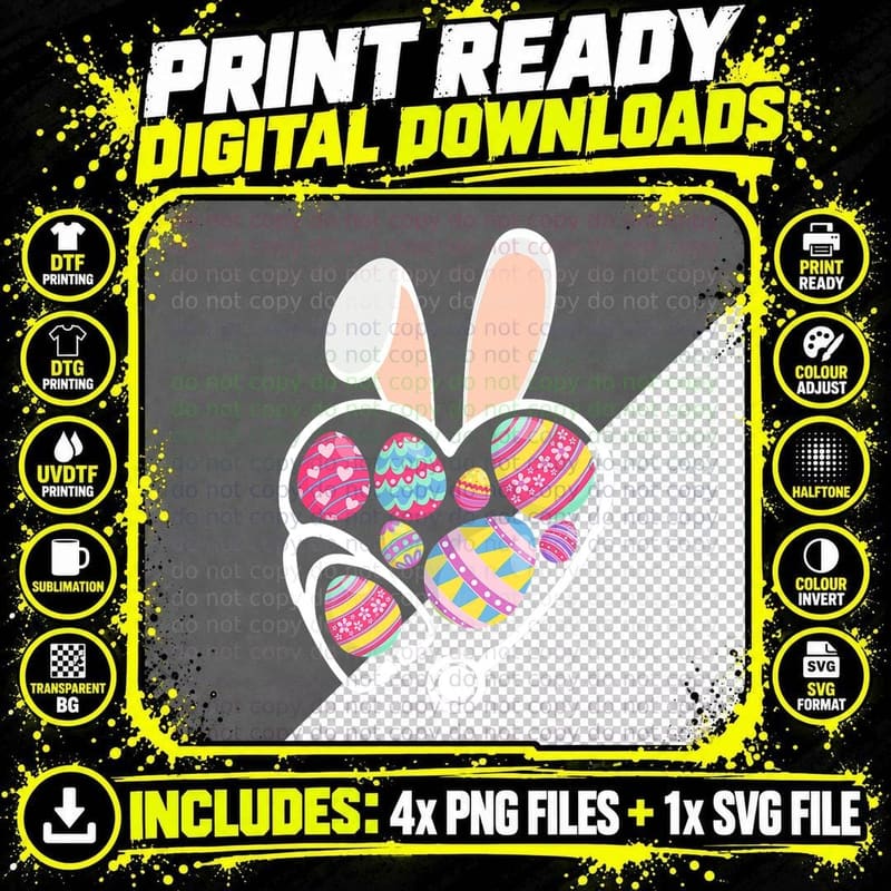 Easter Day Bunny Ears Nurse Stethoscope Easter Eggs Png SVG Digital Bundle