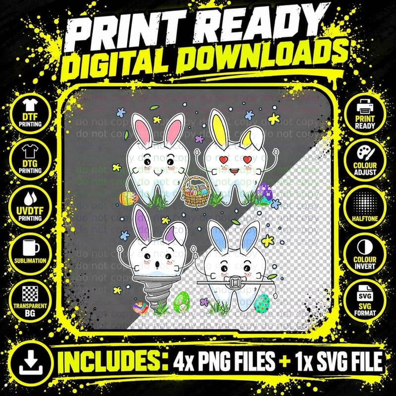 Easter Dental Squad Bunny Th Dental Life Dentist Easter Png SVG Digital Bundle