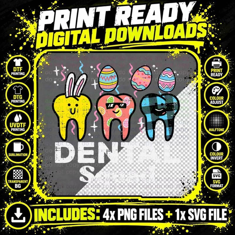 Easter Dental Squad Funny Crew Teeth Tooth Dentist Women Png SVG Digital Bundle