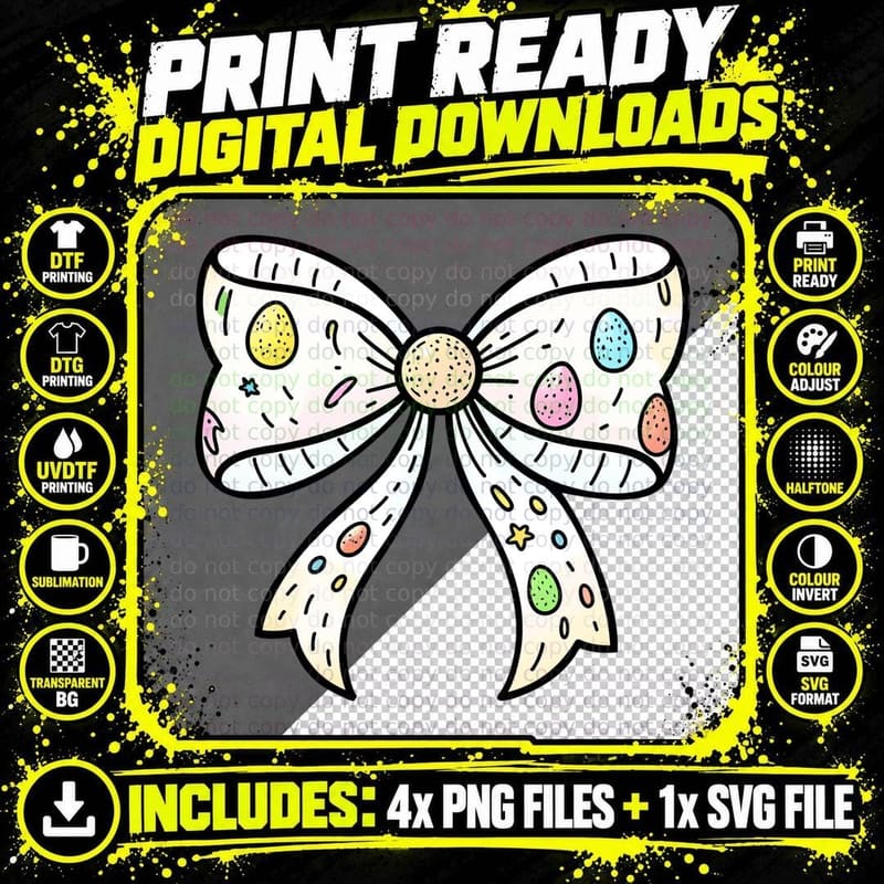 Easter Egg Bow Tie Design Easter T-Shirt Png SVG Digital Bundle