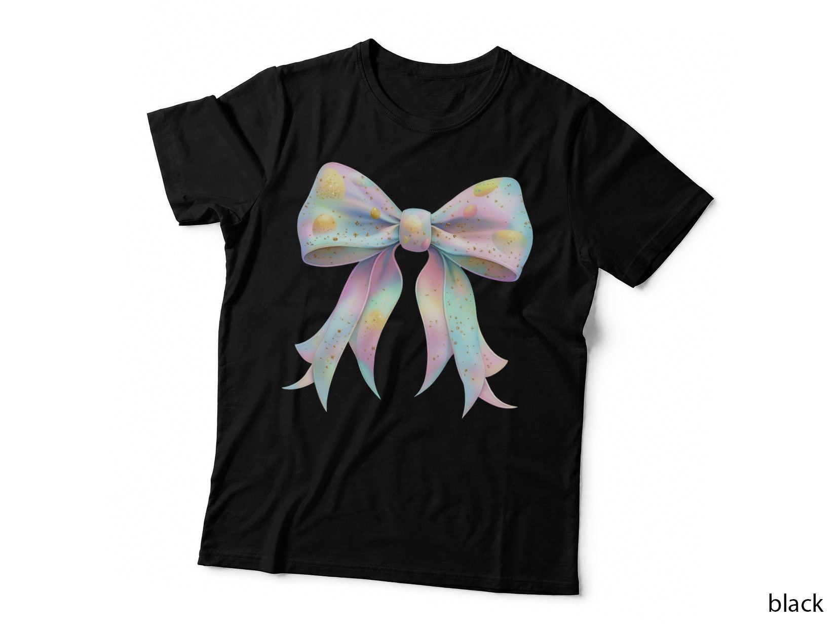 Easter Pastel Rainbow Bow Easter T-Shirt, Easter Graphic Tee