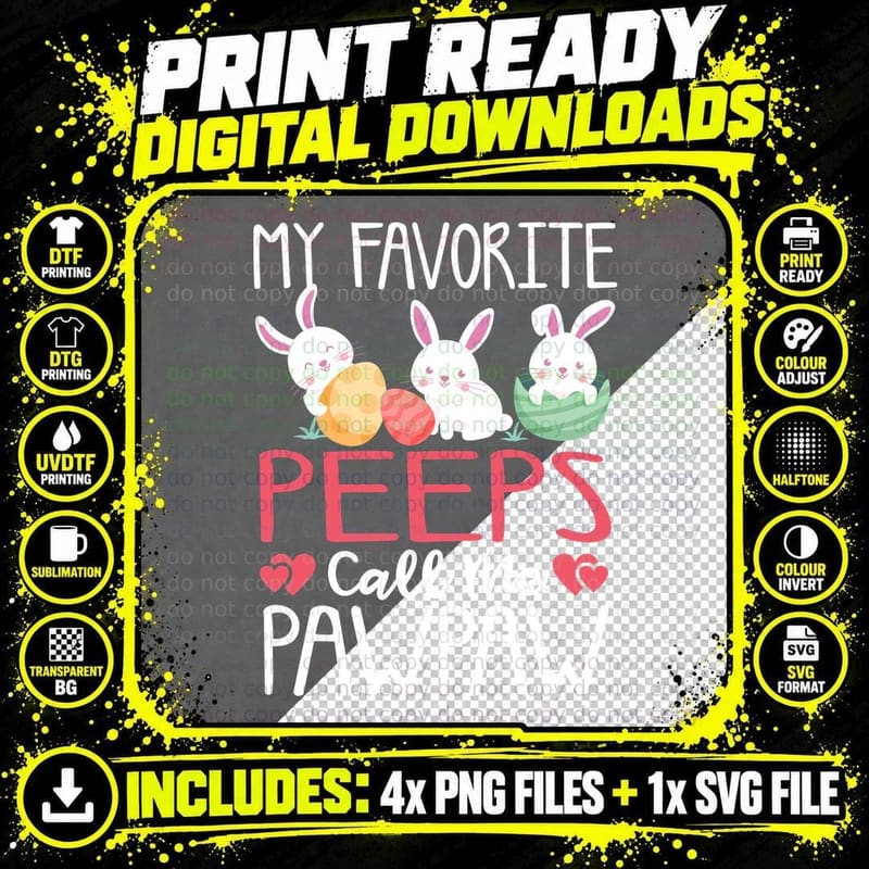 Easter Peeps T-Shirt, Easter Bunny Print Png SVG Digital Bundle
