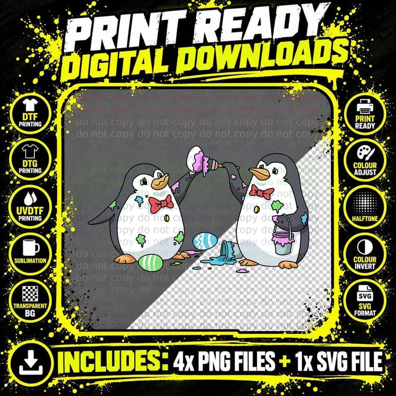 Easter Penguin T-Shirt, Happy Easter Egg Hunt Png SVG Digital Bundle