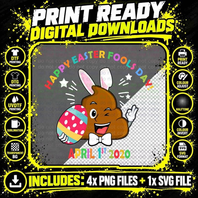 Easter Poop Bunny T-Shirt, Easter Fools Day Png SVG Digital Bundle