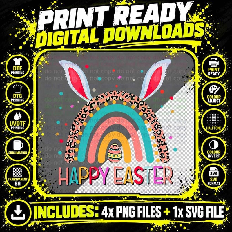 Easter Rainbow Gnome T-Shirt, Funny Easter Apparel Png SVG Digital Bundle