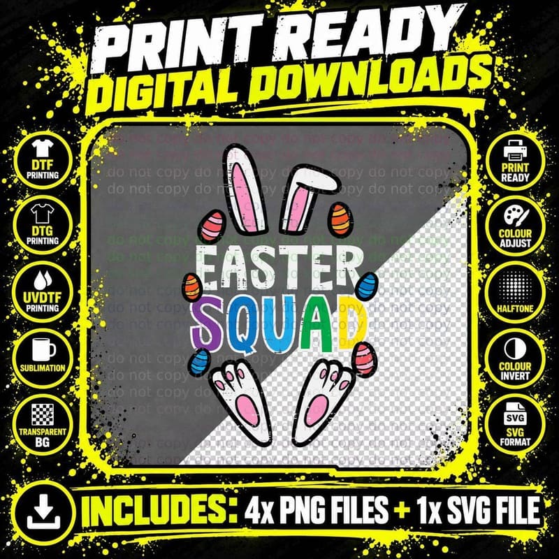 Easter Squad Bunny Rabbit Matching Crew Men Women Teens Png SVG Digital Bundle