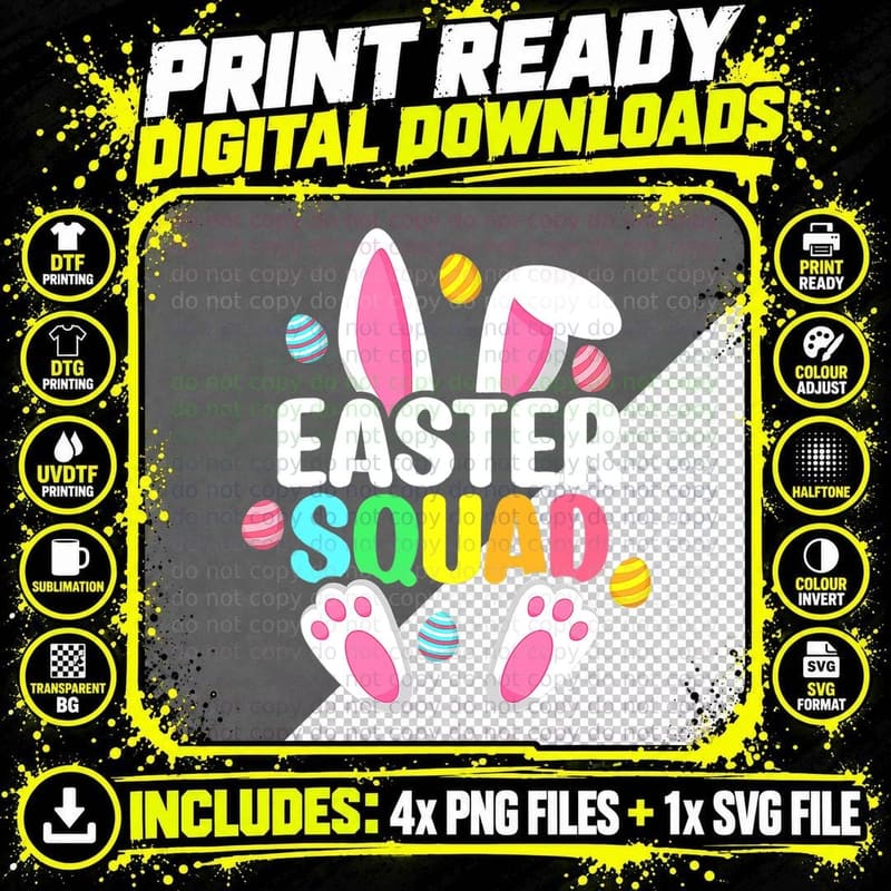 Easter Squad Family Matching Easter Day Bunny Egg Hunt Png SVG Digital Bundle