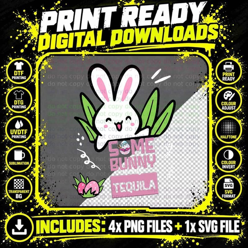 Easter Tequila Drink Rabbit T-Shirt Png SVG Digital Bundle