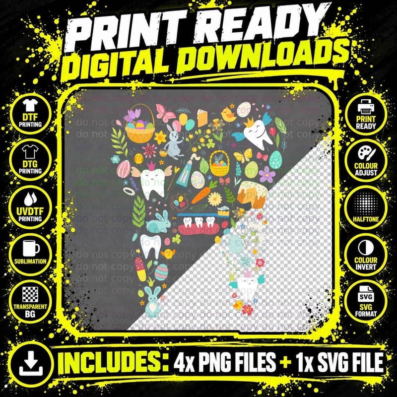 Easter Tooth Dental Squad T-Shirt, Easter Themed Png SVG Digital Bundle