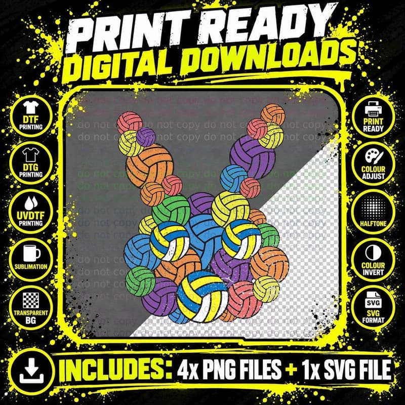 Easter Volleyball Lover Bunny Head Ball Egg Hunting Png SVG Digital Bundle