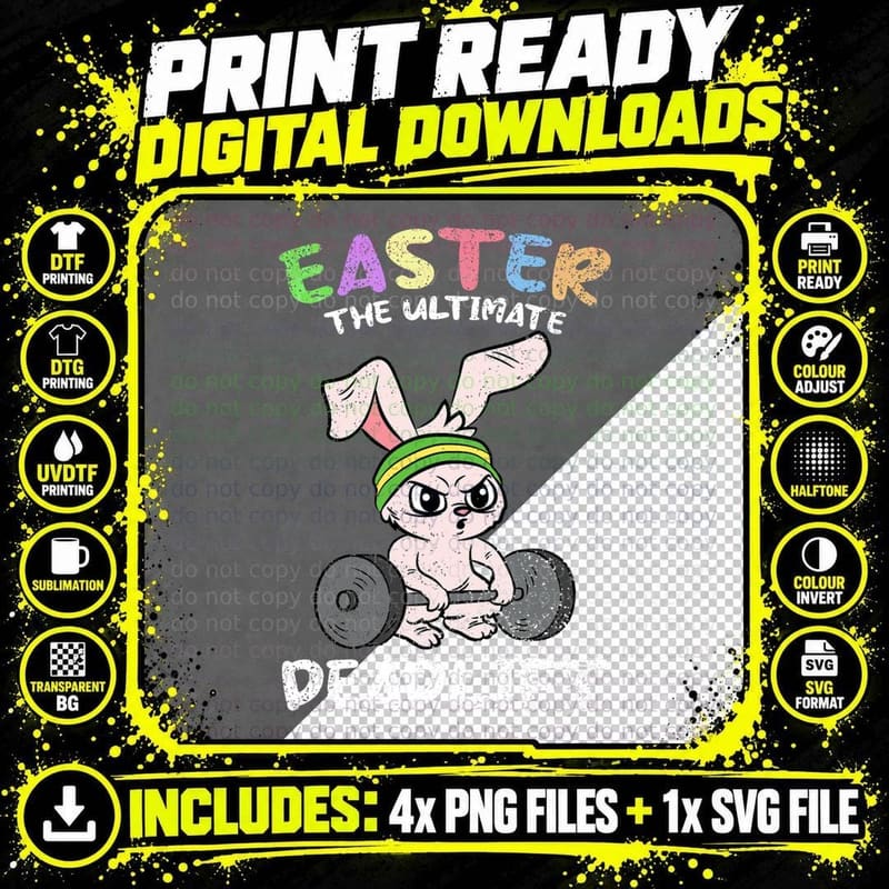 Easter the Ultimate Deadlift Lifitng Gym Workout Fitness Png SVG Digital Bundle