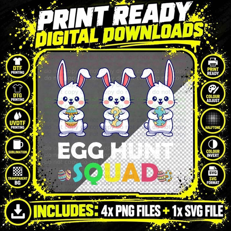 Egg Hunt Squad Bunny Easter Squad Family Matching Png SVG Digital Bundle