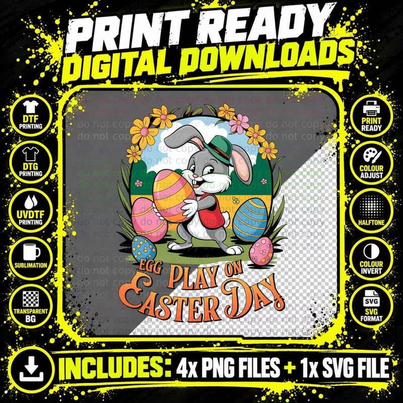 Egg Play on Easter Day Easter T-Shirt Png SVG Digital Bundle