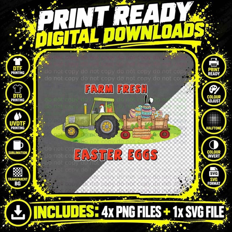 Farm Fresh Easter Eggs Easter T-Shirt Png SVG Digital Bundle