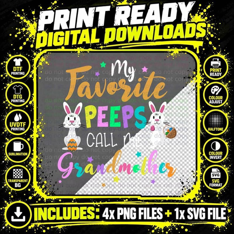 Favorite Peeps Grandmother T-Shirt, Easter Themed Png SVG Digital Bundle