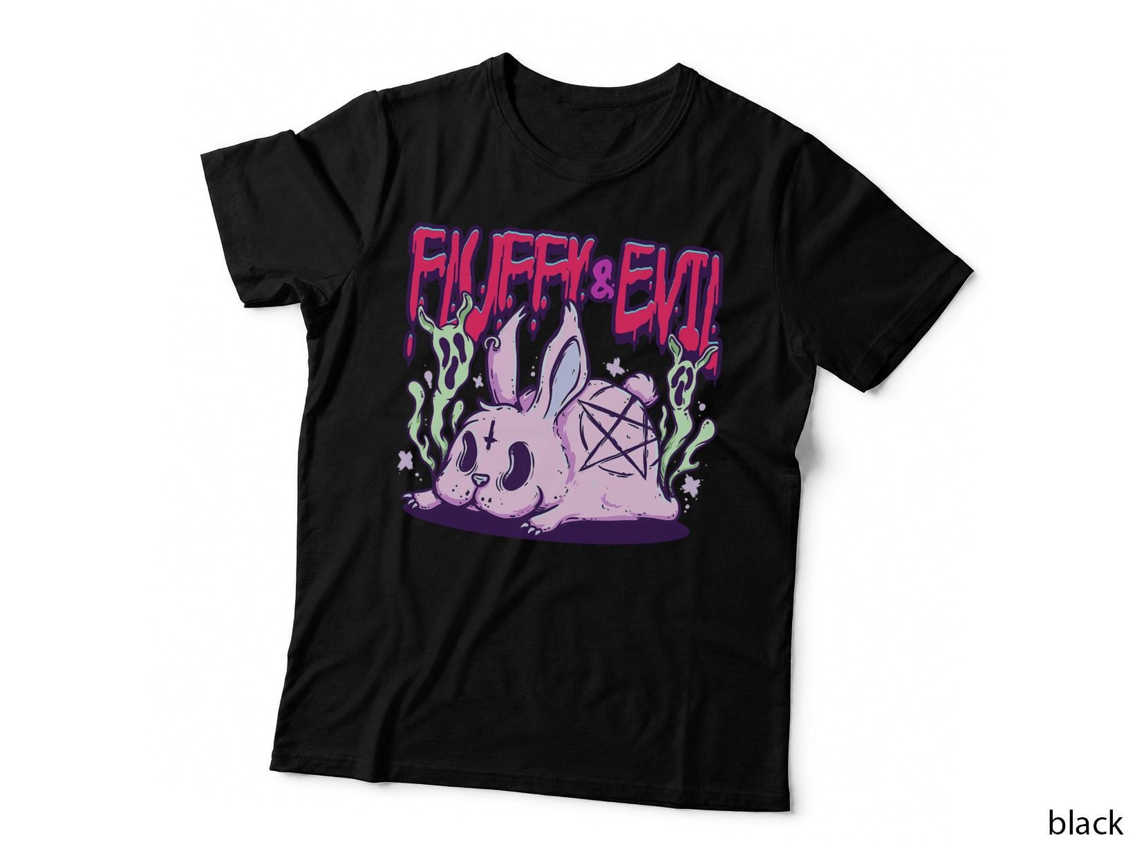 Fluffy & Evil Pastel Goth Rabbit Voodoo Satanic Bunny T-Shirt