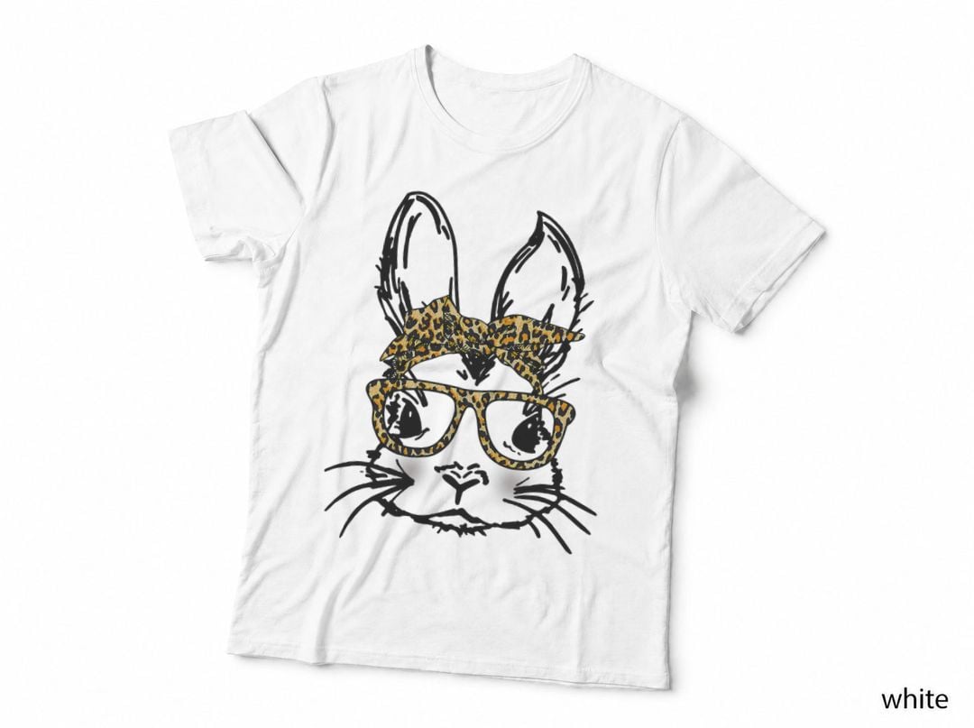 Funny Cute Bunny Wearing Glasses Leopard Easter Day T-Shirt
