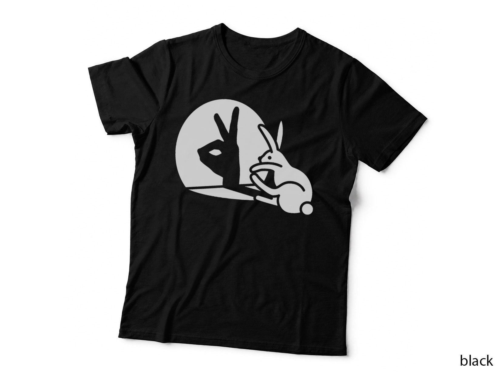 Funny Rabbit Hand Shadow Projection Bunny Hare Pop Art T-Shirt