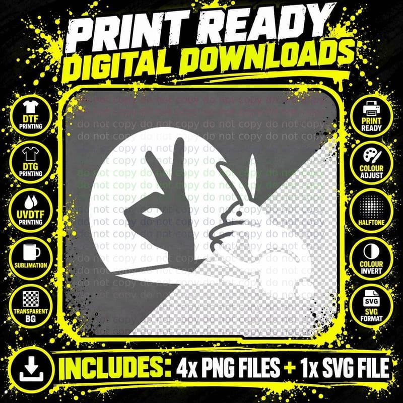Funny Rabbit Hand Shadow Projection Bunny Hare Pop Art Png SVG Digital Bundle