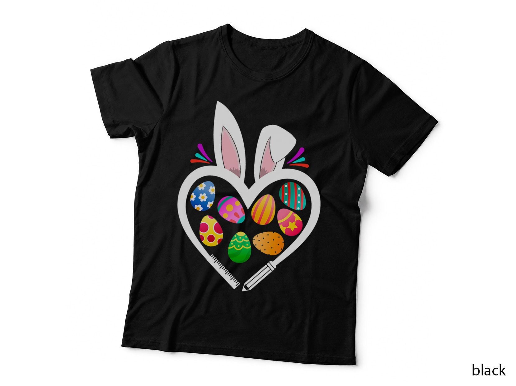 Funny Teacher Bunny Heart Easter Eggs Rabbit Easter Day T-Shirt