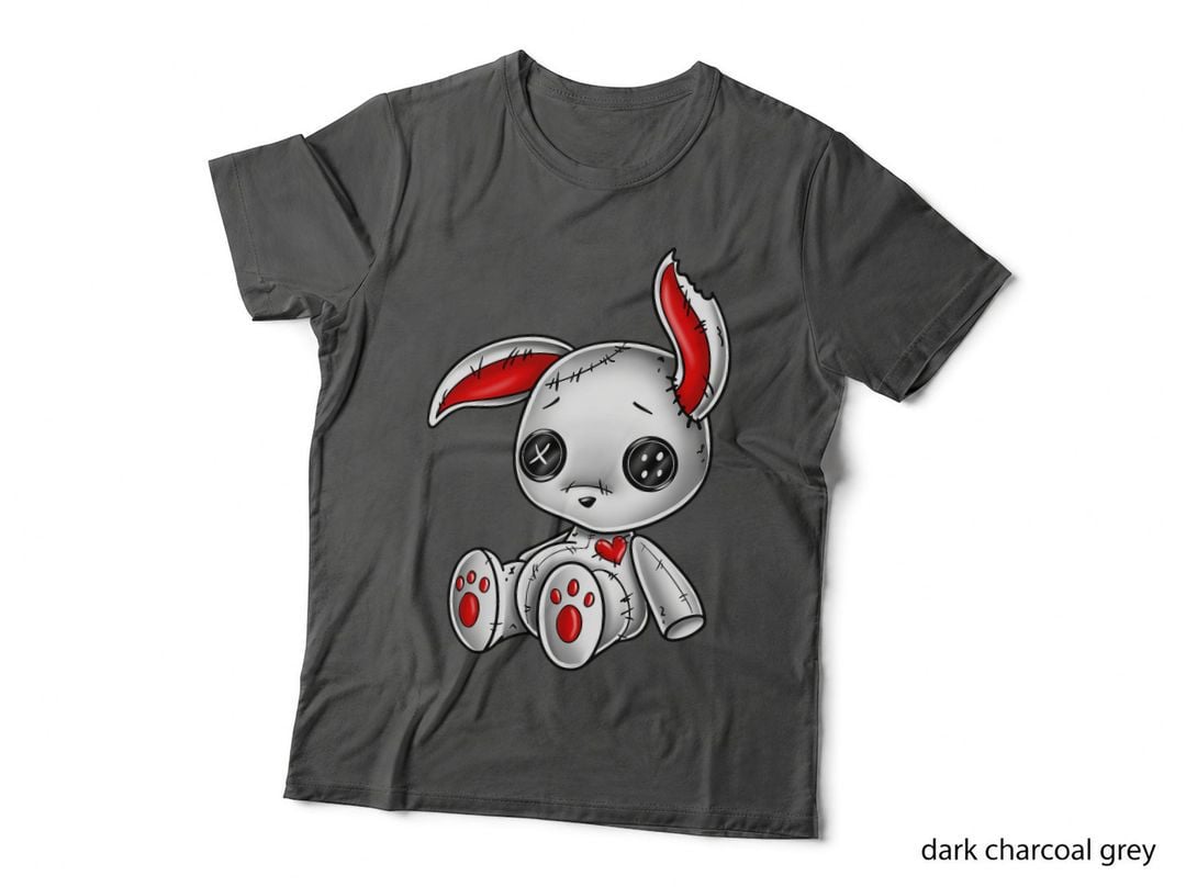 Goth Bunny Cute Gothic White Bunny Red Heart T-Shirt