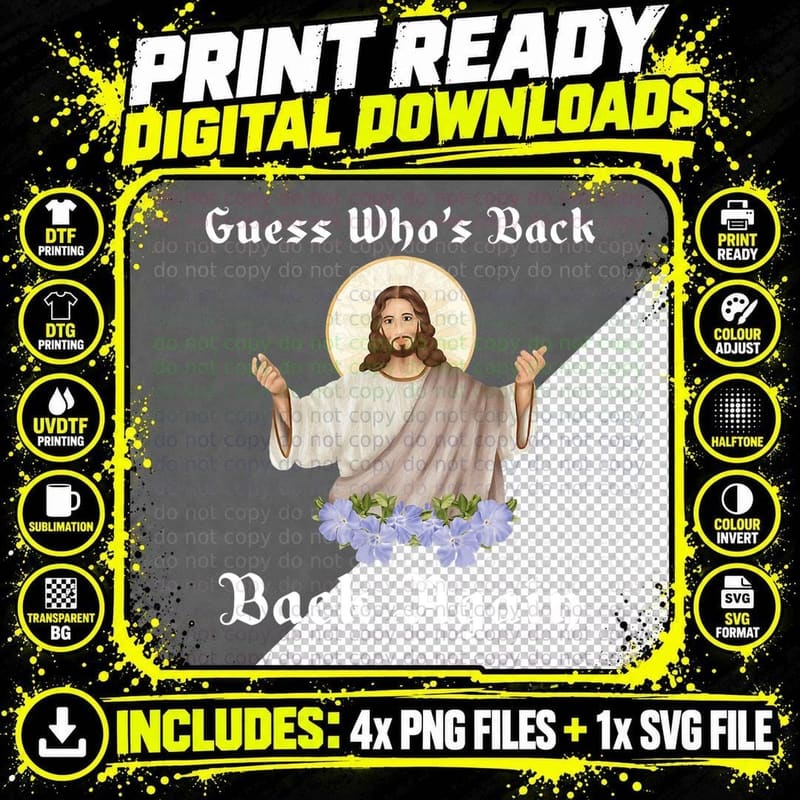Guess Who's Back Again Happy Easter! Christian Jesus Png SVG Digital Bundle