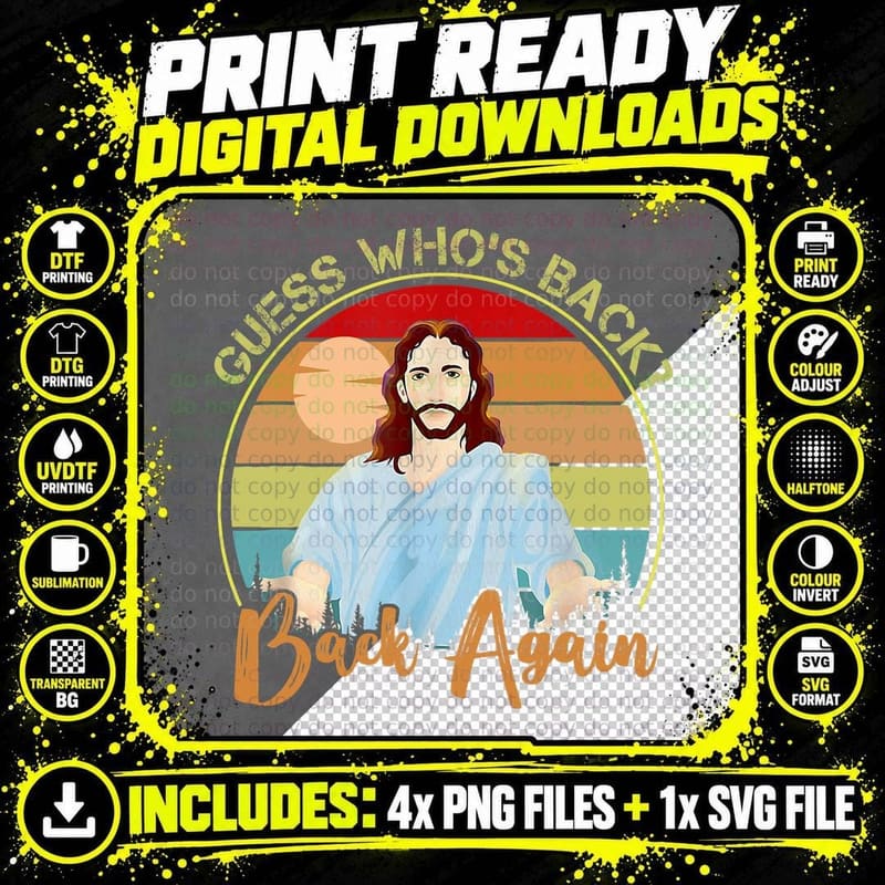 Guess Who's Back Happy Easter! Jesus Christian Matching Png SVG Digital Bundle