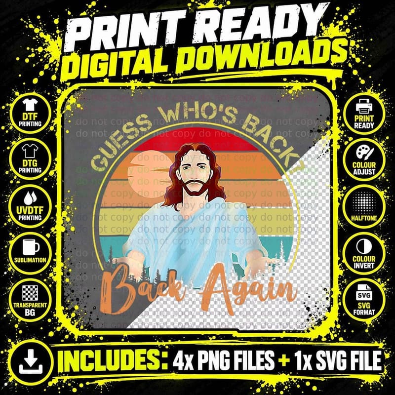 Guess Who's Back' Happy Easter! Jesus Christian Matching Png SVG Digital Bundle