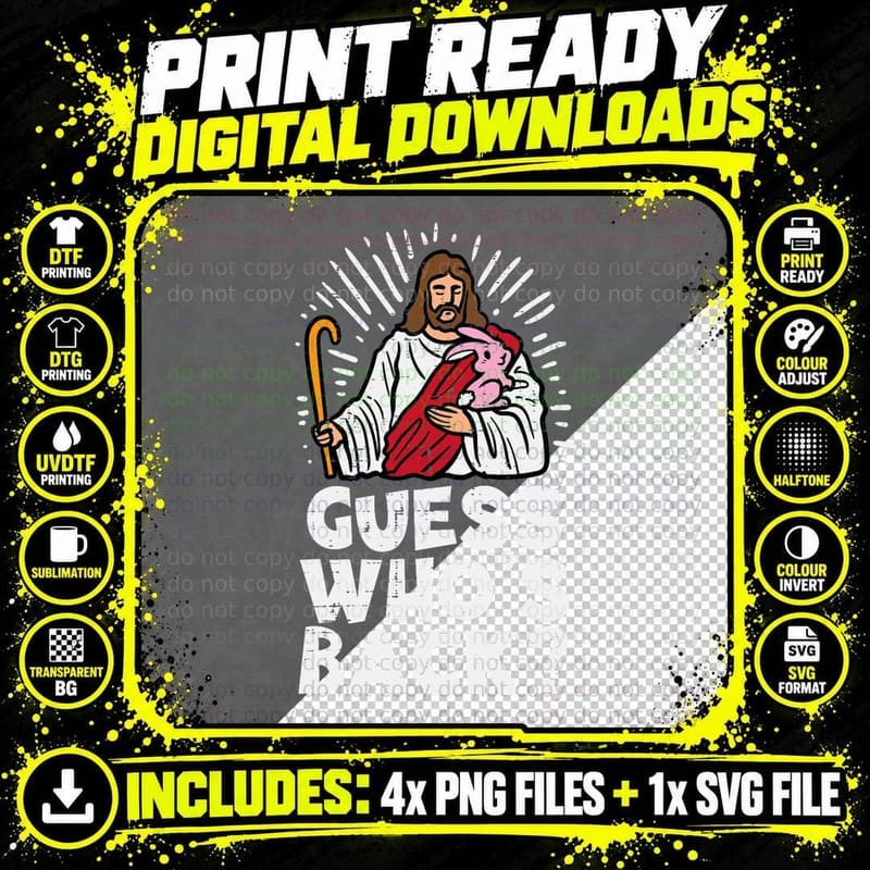Guess Whos Back Jesus Easter Funny Religious Men Women Png SVG Digital Bundle