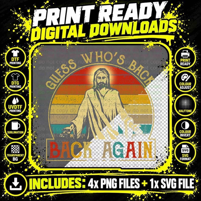 Guess Whos Back Jesus Easter Religious Men Women Kids Png SVG Digital Bundle