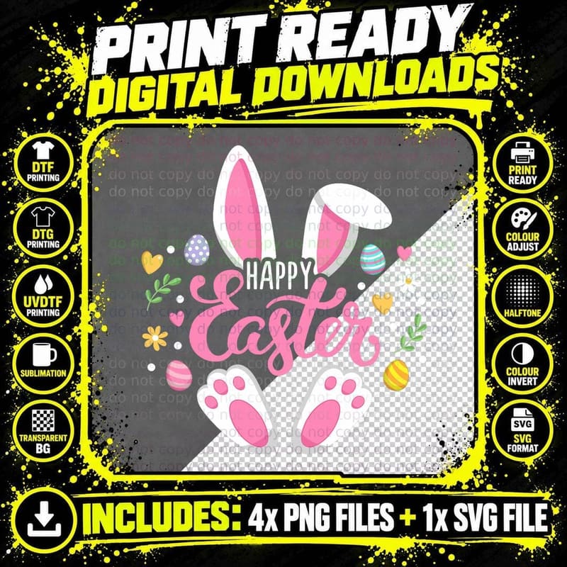 Happy Easter Bunny Easter Egg Hunt Squad Easter Women Png SVG Digital Bundle