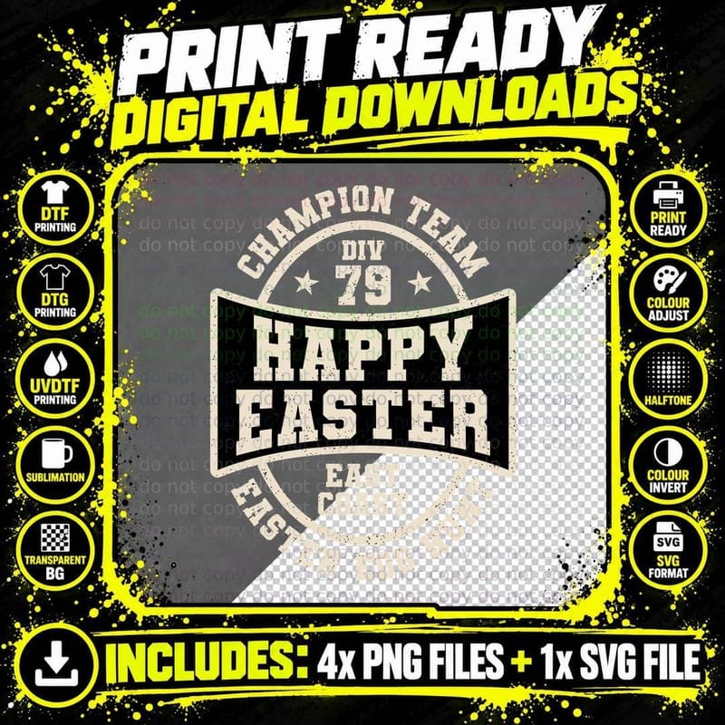 Happy Easter Champion Team Div 79 East Coast Egg Hunt Png SVG Digital Bundle
