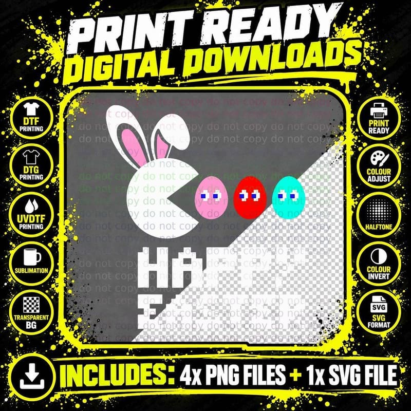Happy Easter Day Bunny Egg Video Game Boys Girls Kids Png SVG Digital Bundle