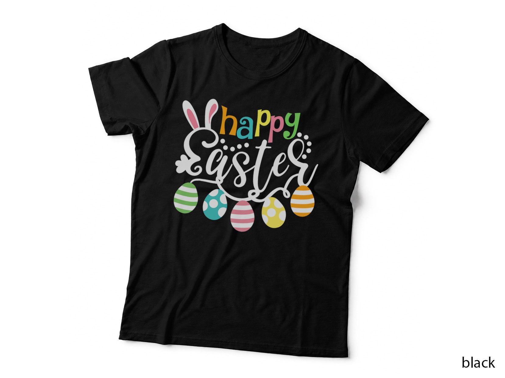 Happy Easter Day Colorful Egg Hunting Cute Bunny Girl T-Shirt