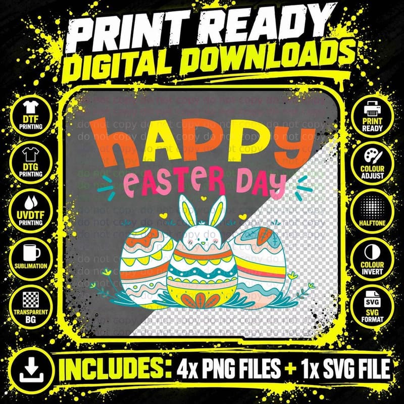 Happy Easter Day Cute Eggs T-Shirt, Easter Theme Png SVG Digital Bundle