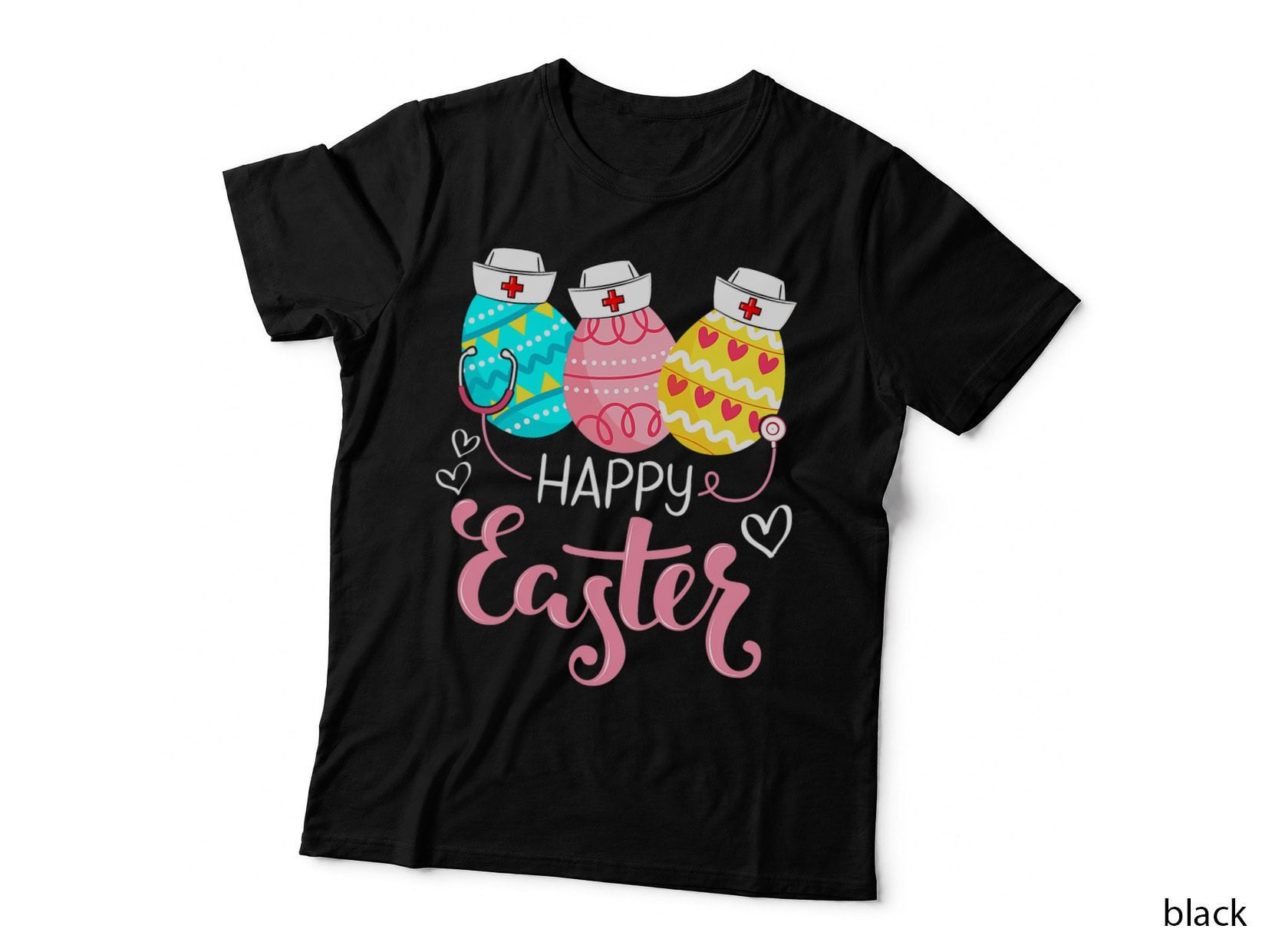 Happy Easter Day Nursing Cute Bunny Egg Nurse Stethoscope T-Shirt