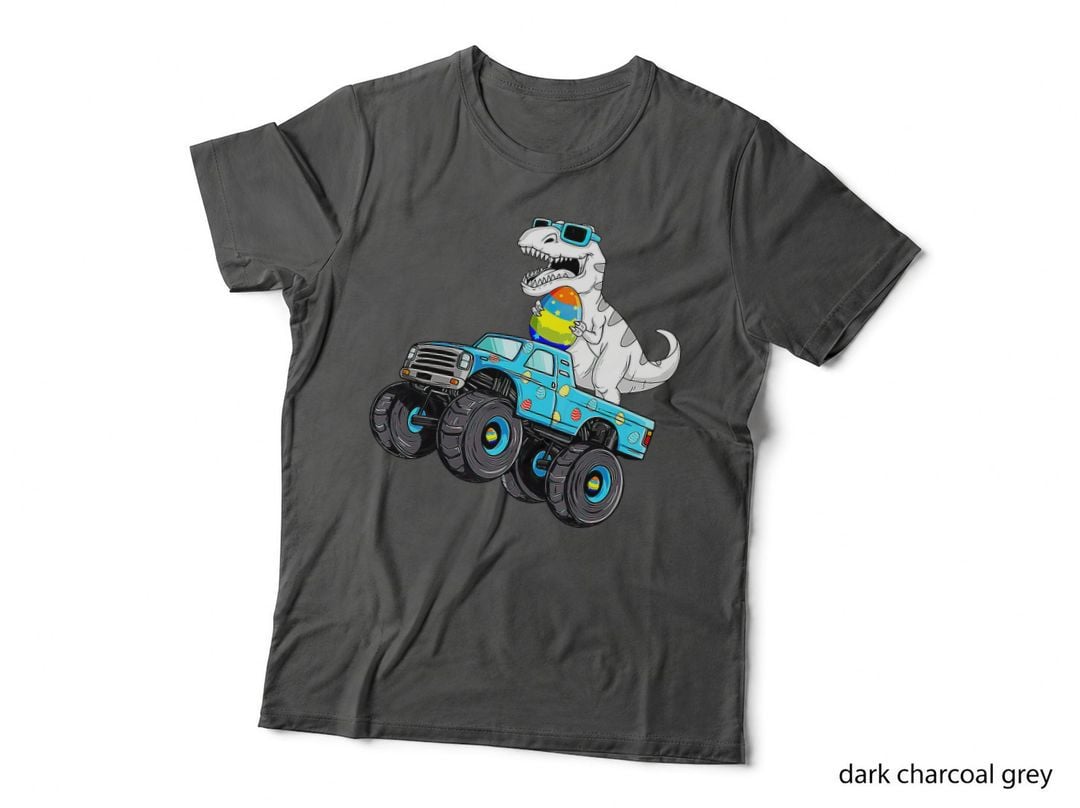Happy Easter Dinosaur Riding Monster Truck T Rex Boys Kids T-Shirt