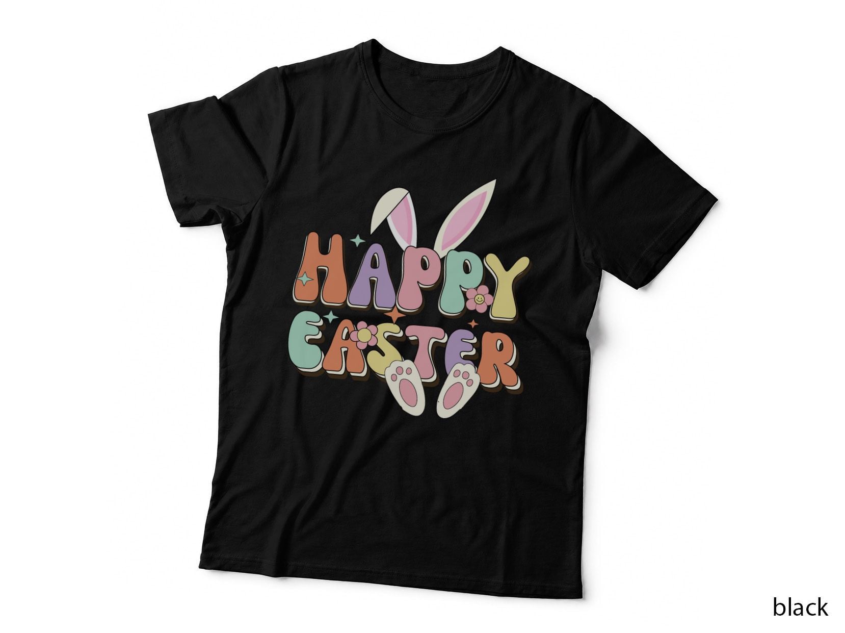 Happy Easter T-Shirt, Pastel Easter Bunny Ears Graphic Tee