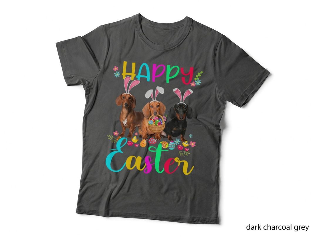 Happy Easter Three Dachshund Wearing Bunny Ear Gifts T-Shirt