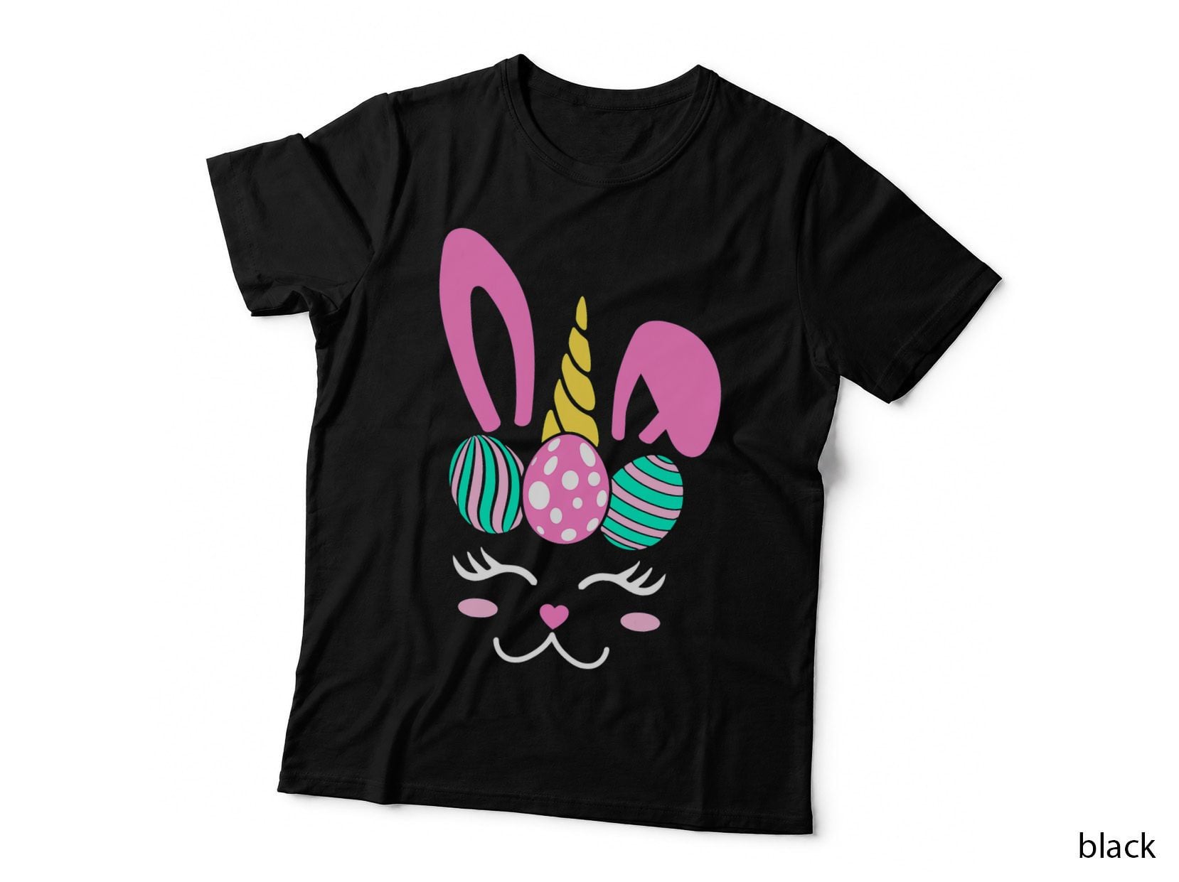 Happy Easter Unicorn Bunny Face Girls Kids Women Easter Eggs T-Shirt