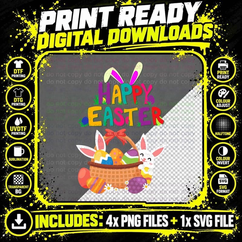 Happy Easter for Women and Men - Easter T-Shirt Png SVG Digital Bundle