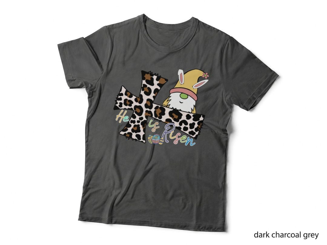 He Is Risen Easter T-Shirt, Easter Bunny Holding Cross Graphic Tee