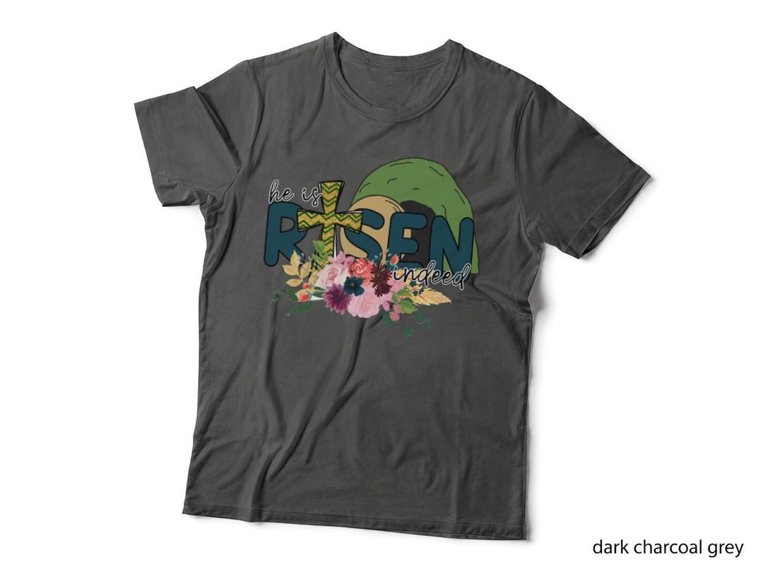 He Is Risen Indeed Easter T-Shirt, Easter Floral Cross Tomb Graphic Tee