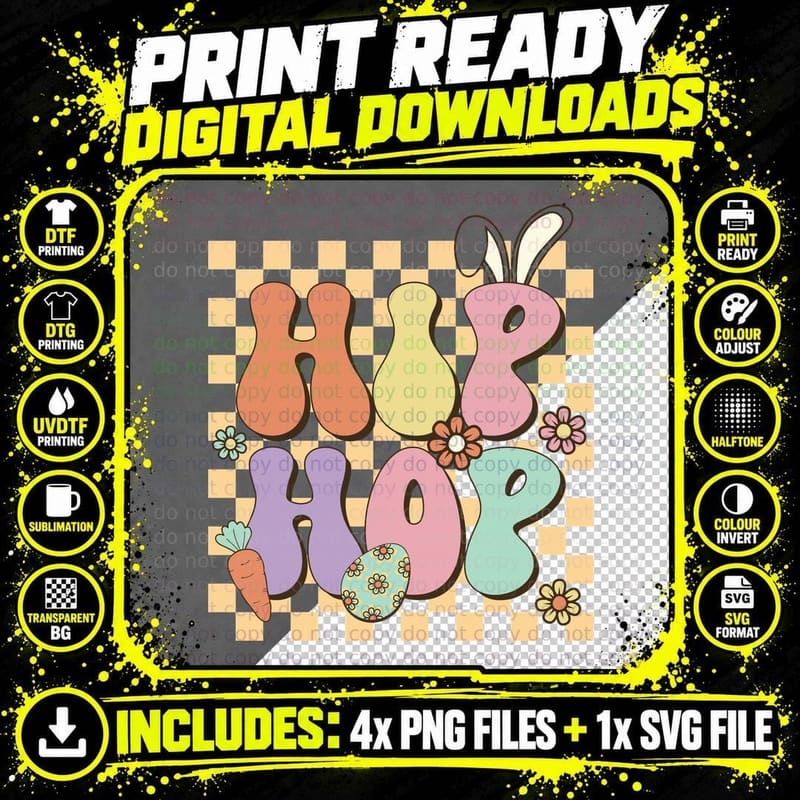 Hip Hop Easter T-Shirt, Easter-Themed Illustration with Png SVG Digital Bundle
