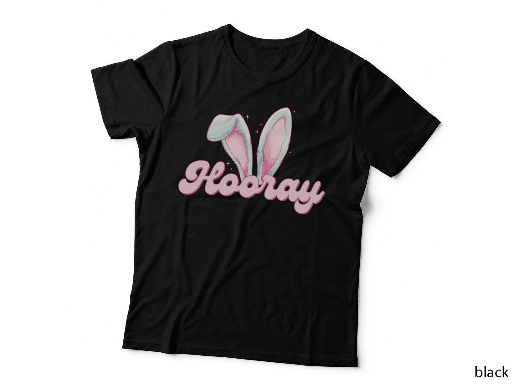 Hooray Easter T-Shirt, Bunny Ears with Sparkles Graphic Tee, Easter Gift Shirt