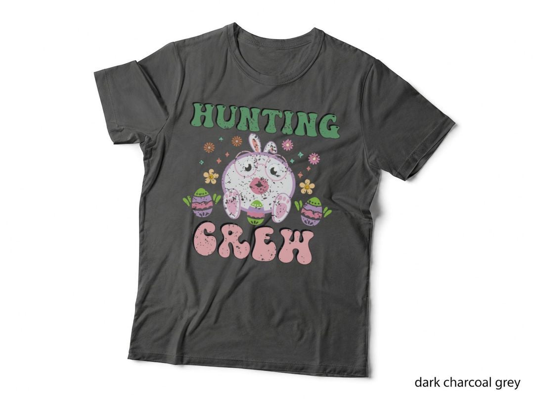 Hunting Greek Easter T-Shirt, Easter Bunny with Eggs and Flowers Graphic Tee
